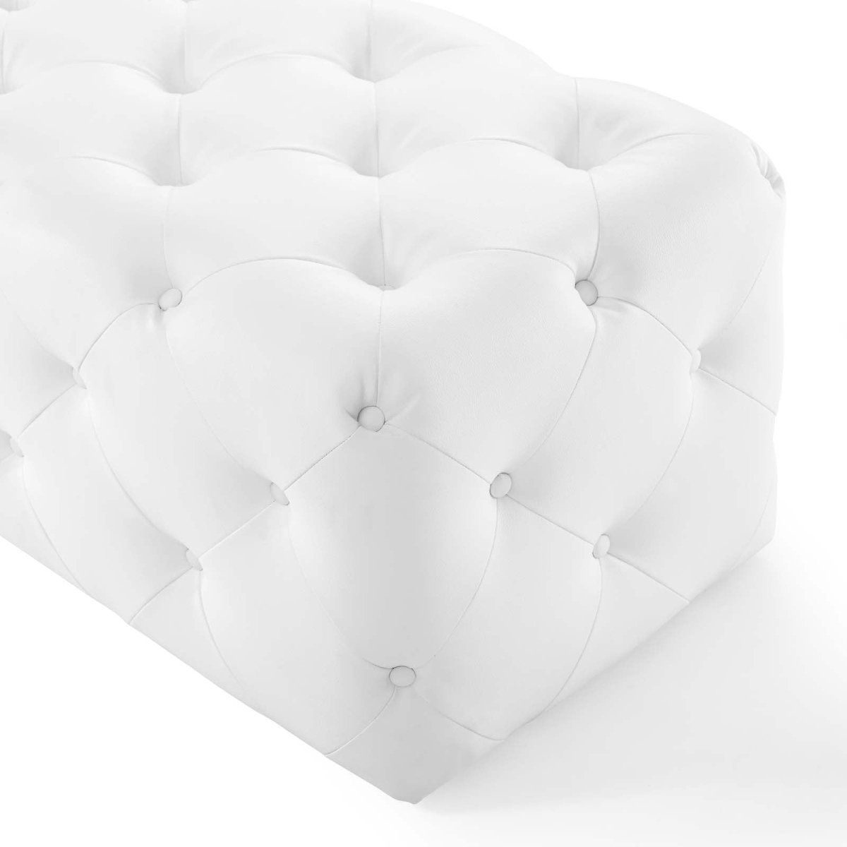 60 Inch Sophisticated Tufted Button Faux Leather Bench in White - Benches available at Alpine Outlets in Denver