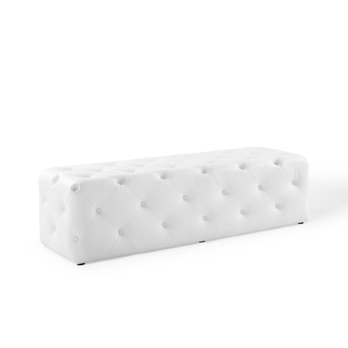 60 Inch Sophisticated Tufted Button Faux Leather Bench in White - Benches available at Alpine Outlets in Denver