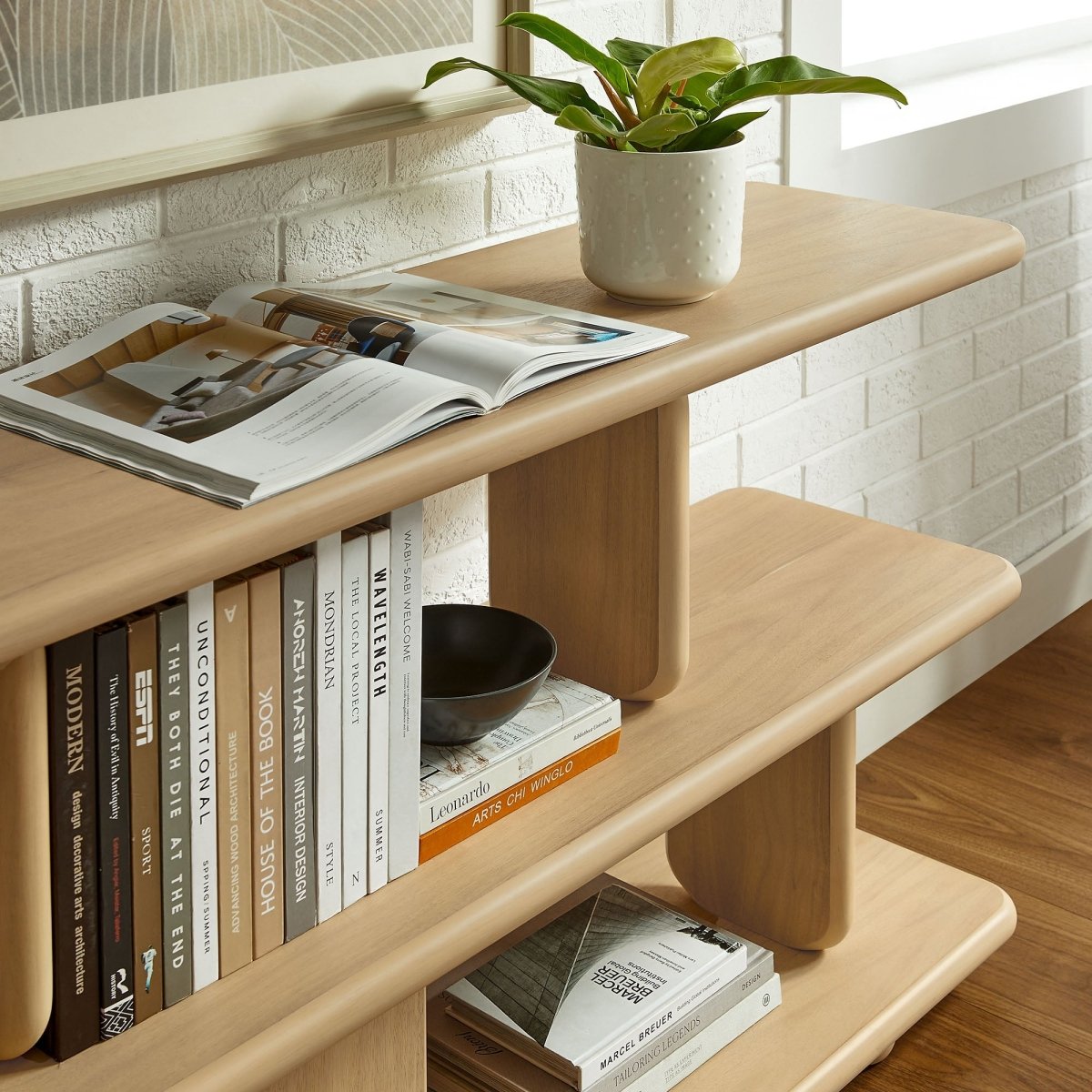 60" Sculptural 2 - Tier Low - Profile Bookshelf - Bookcases available at Alpine Outlets in Denver