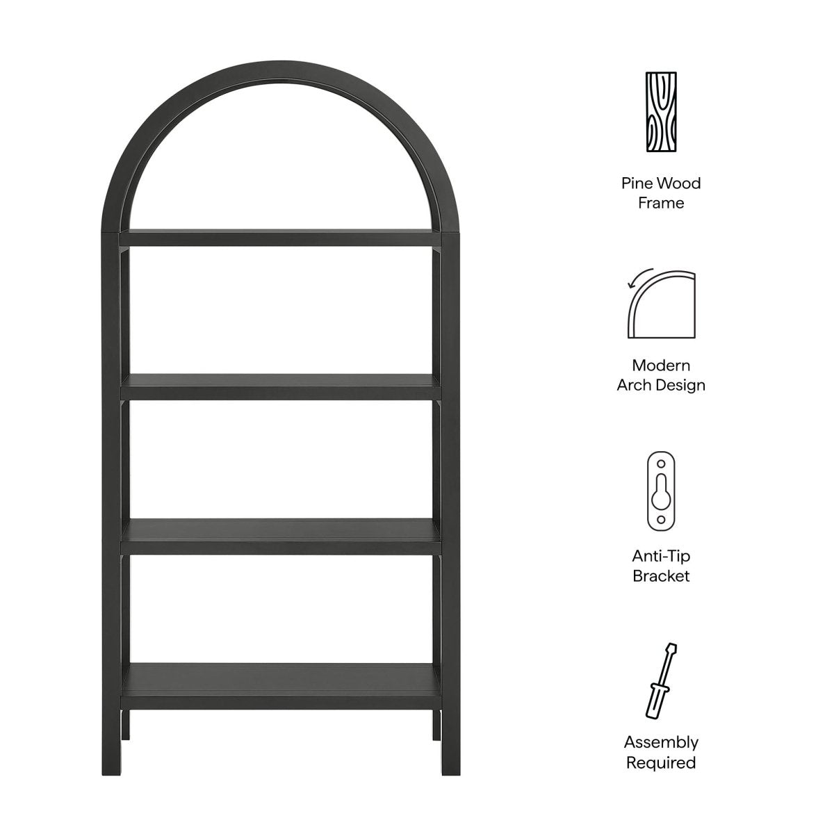 60" Tall Arched Sculptural Pine Wood Bookshelf - Bookcases available at Alpine Outlets in Denver
