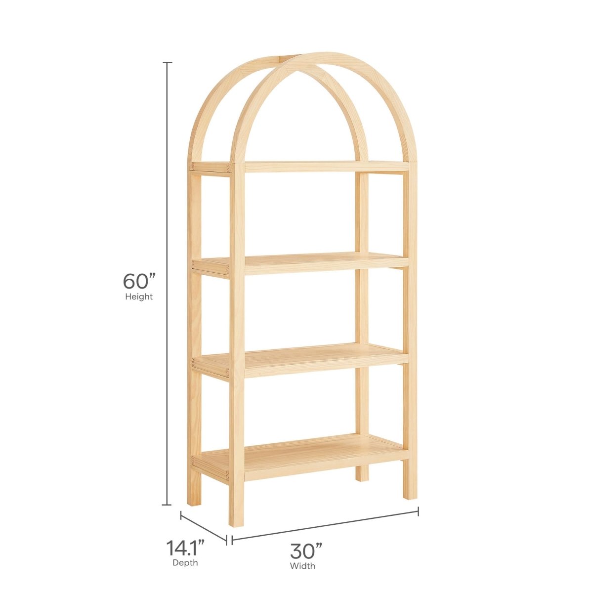 60" Tall Arched Sculptural Pine Wood Bookshelf - Bookcases available at Alpine Outlets in Denver