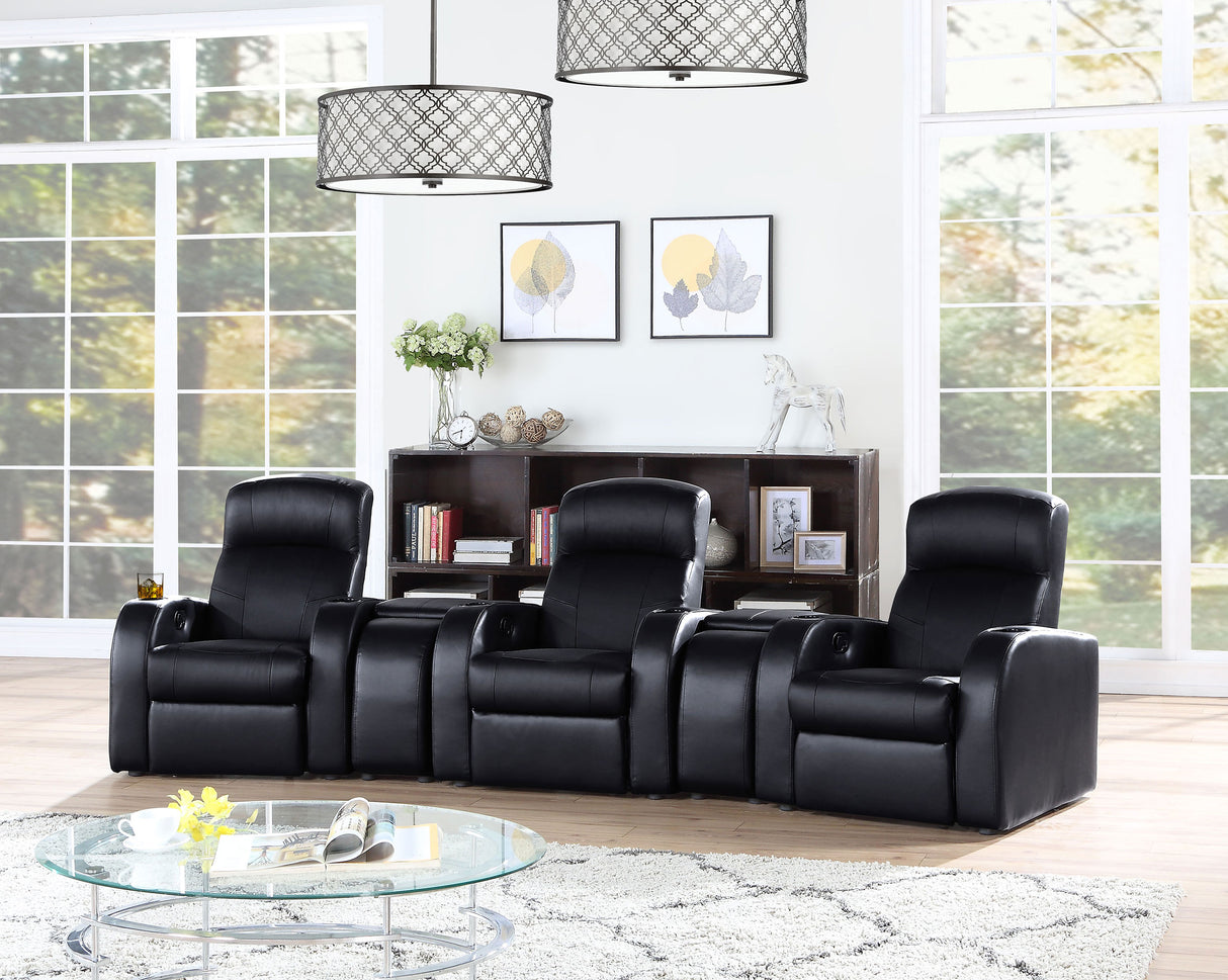 Cyrus 5-Piece Black Leather Home Theater Seating
