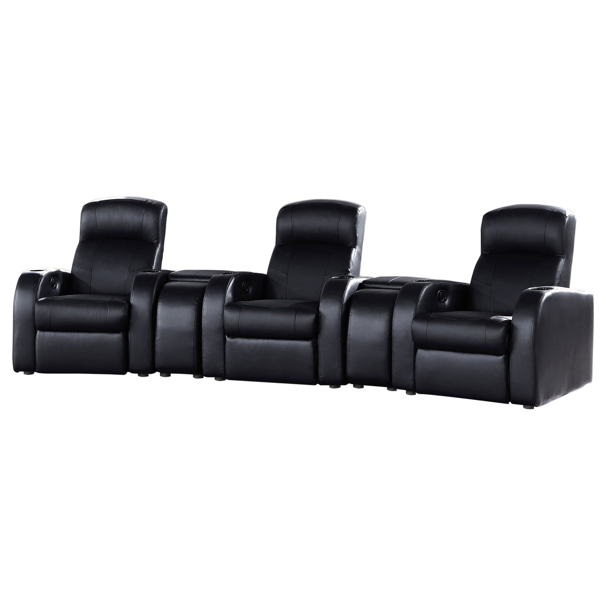Cyrus 5-Piece Black Leather Home Theater Seating