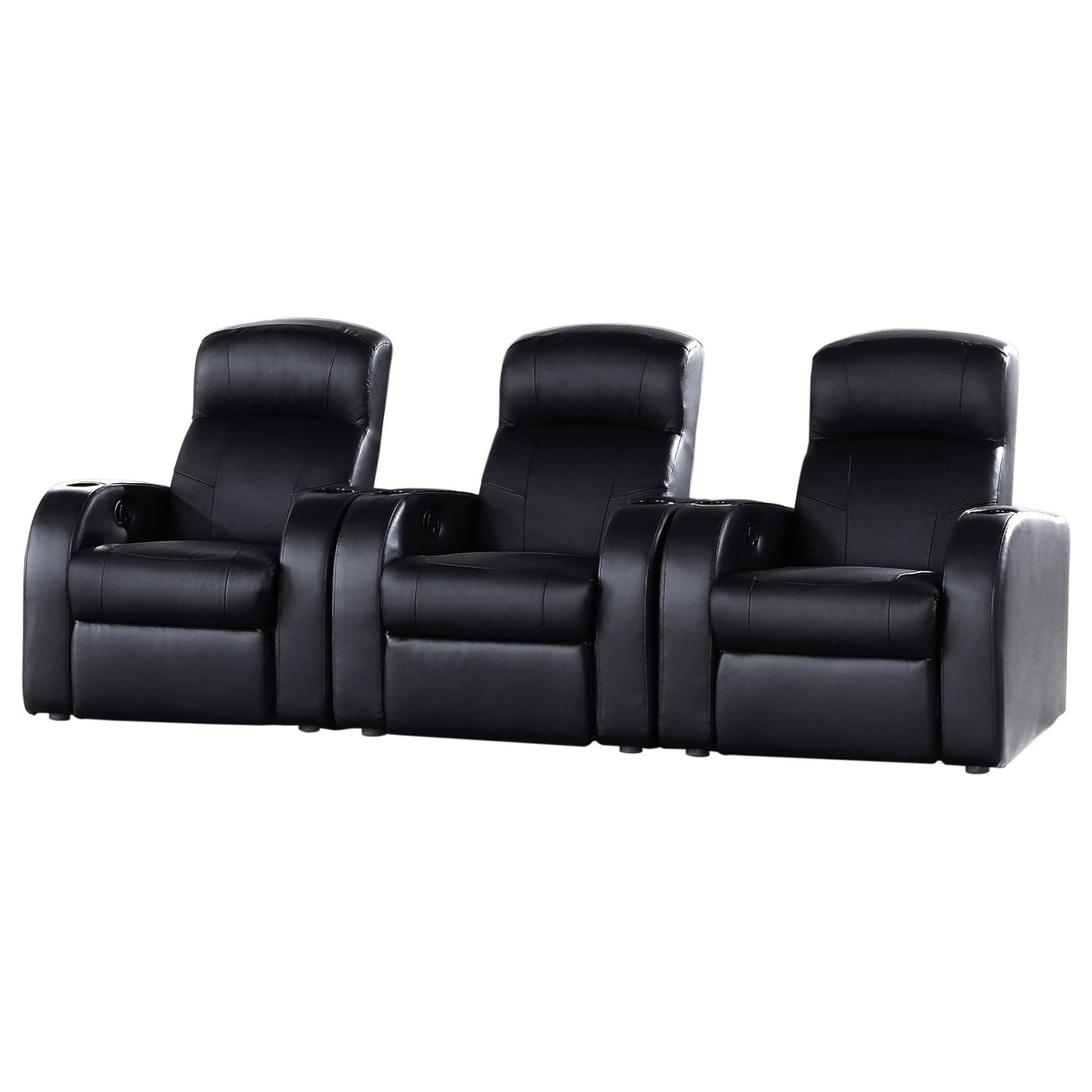 Cyrus 3-Piece Black Leather Home Theater Seating