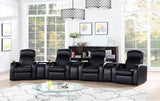 Cyrus 7-Piece Black Leather Home Theater Seating