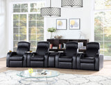 Cyrus 5-Piece Black Leather Home Theater Seating