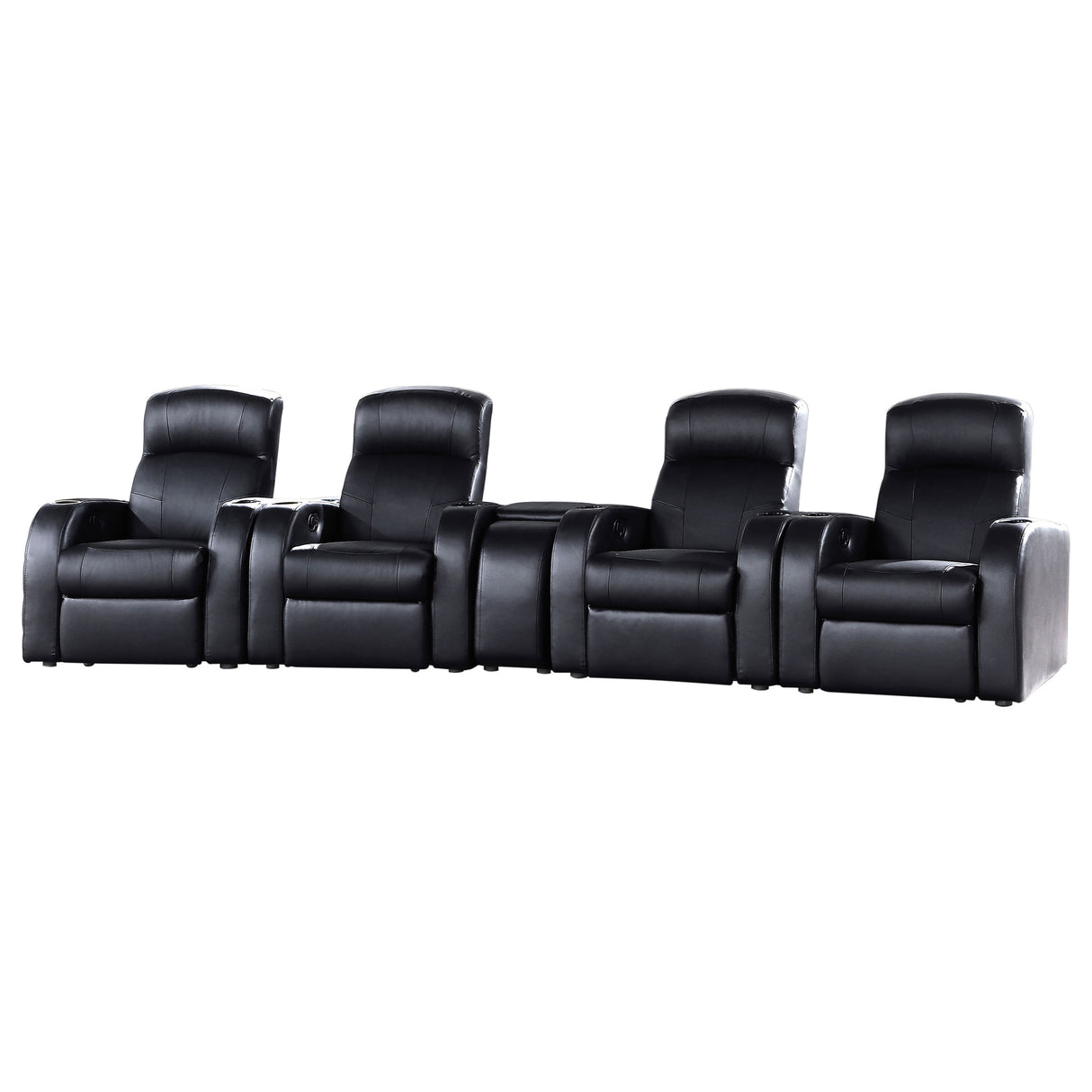 Cyrus 5-Piece Black Leather Home Theater Seating