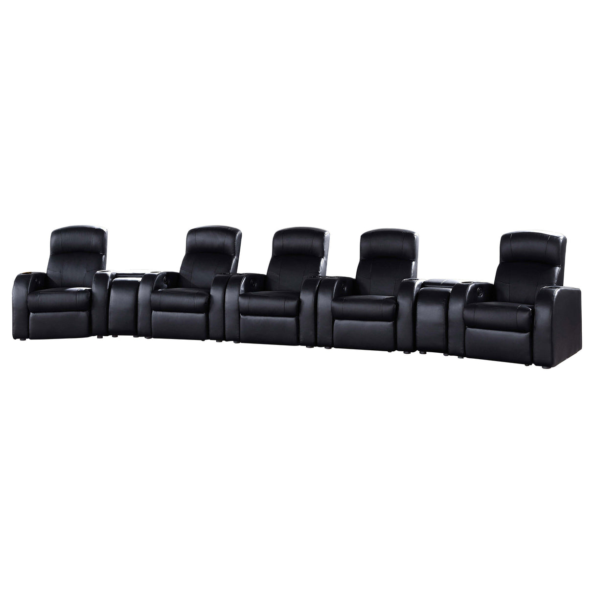 Cyrus 7-Piece Black Leather Home Theater Seating