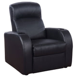 Cyrus Upholstered Track Arm Recliner in Black Leather