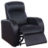 Cyrus Upholstered Track Arm Recliner in Black Leather
