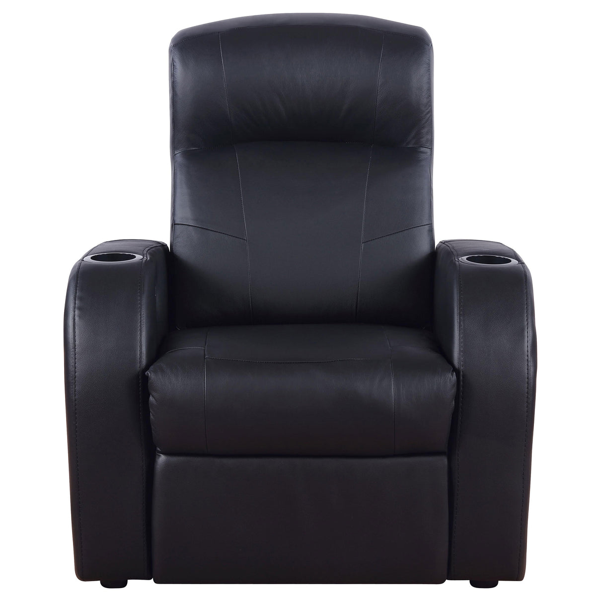 Cyrus Upholstered Track Arm Recliner in Black Leather