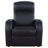 Cyrus Upholstered Track Arm Recliner in Black Leather