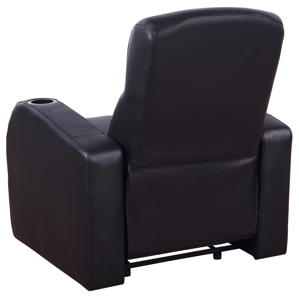Cyrus Upholstered Track Arm Recliner in Black Leather