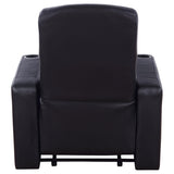 Cyrus Upholstered Track Arm Recliner in Black Leather