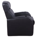 Cyrus Upholstered Track Arm Recliner in Black Leather