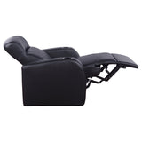 Cyrus Upholstered Track Arm Recliner in Black Leather