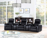 Cyrus Upholstered Track Arm Recliner in Black Leather