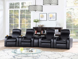 Cyrus Upholstered Track Arm Recliner in Black Leather