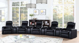 Cyrus Upholstered Track Arm Recliner in Black Leather