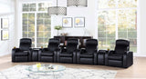 Cyrus Upholstered Track Arm Recliner in Black Leather