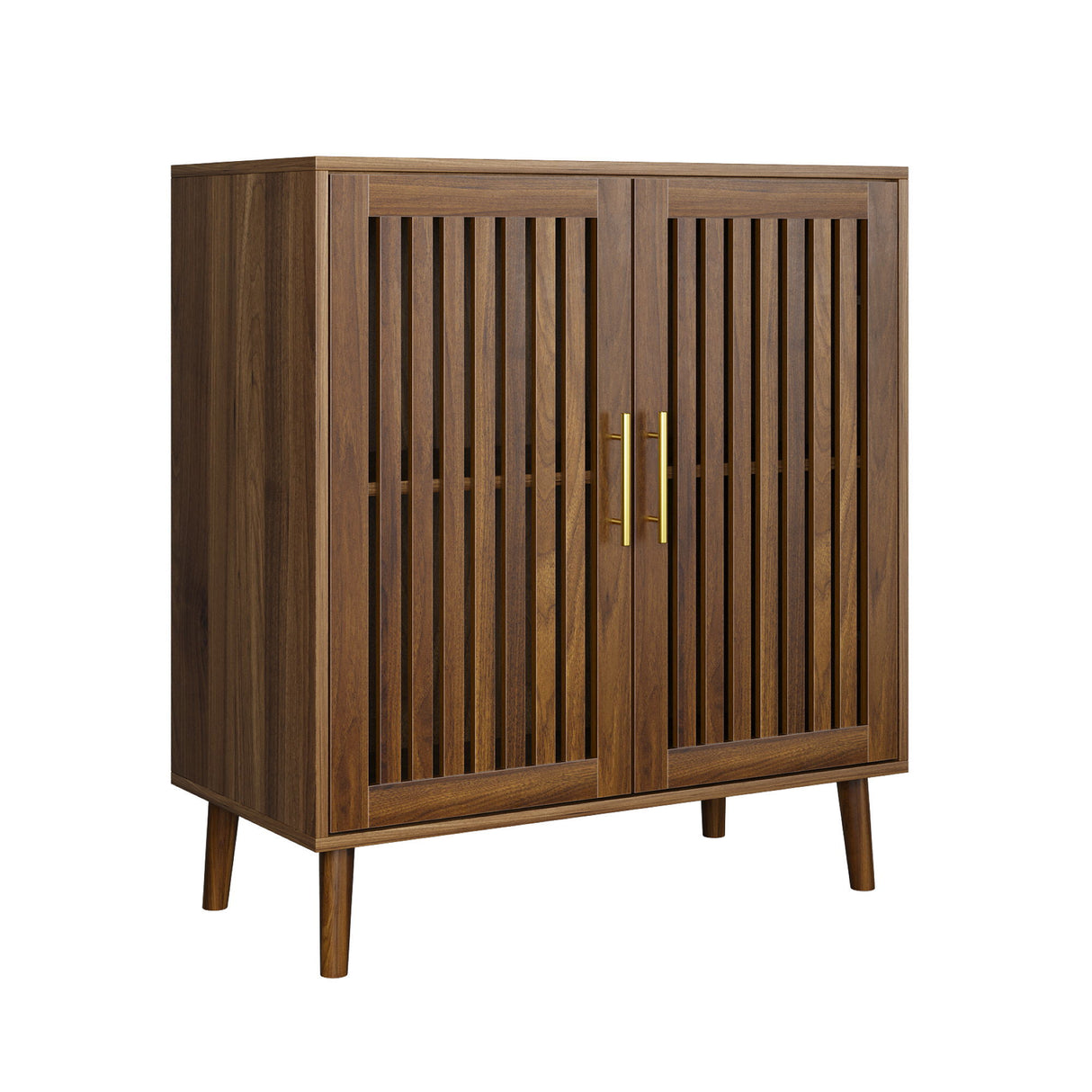 Farmhouse Sideboard Buffet Cabinet Wood Coffee Bar Storage in Dark Brown