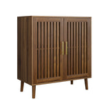 Farmhouse Sideboard Buffet Cabinet Wood Coffee Bar Storage in Dark Brown
