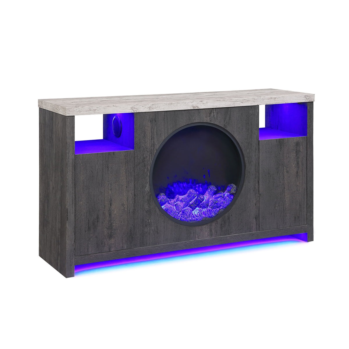 Nancy - Entertainment Unit With Bluetooth Speaker And LED Lighting - Gray