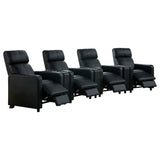 Toohey Upholstered Tufted Recliner - Black Leatherette