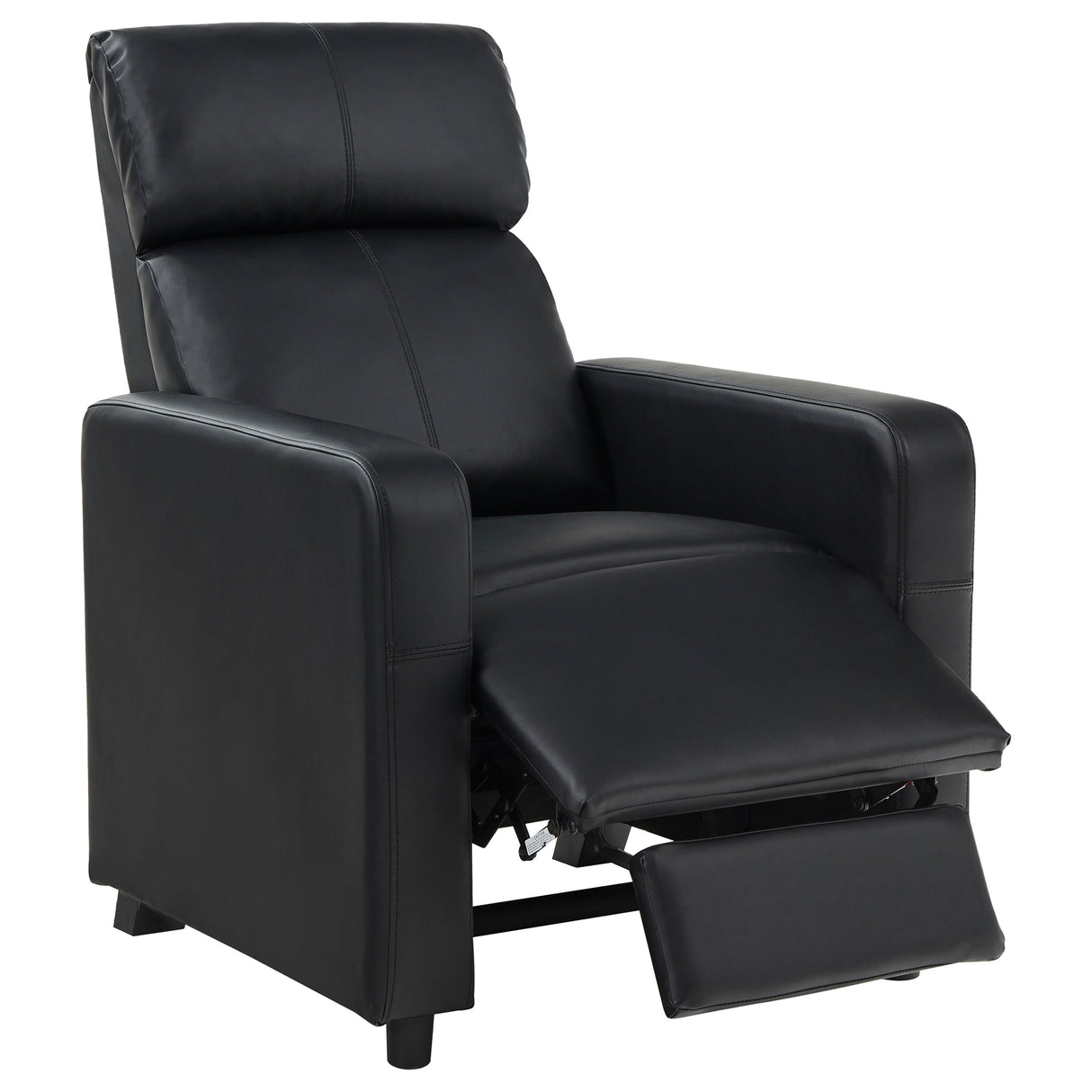 Toohey Upholstered Tufted Recliner - Black Leatherette