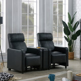 Toohey Upholstered Push Back Recliner - Black Leatherette