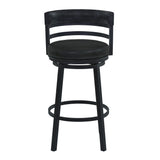 Madrid - 30" Bar Height Metal Swivel Barstool - Ford Black Pu And Black Finish