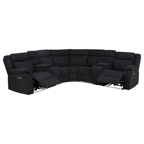 Hagen Upholstered Power Reclining Sectional Sofa Steel Grey
