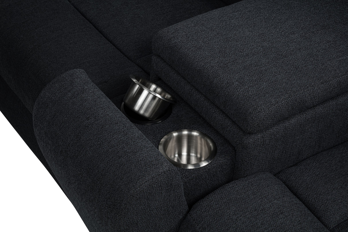 Hagen Upholstered Power Reclining Sectional Sofa Steel Grey