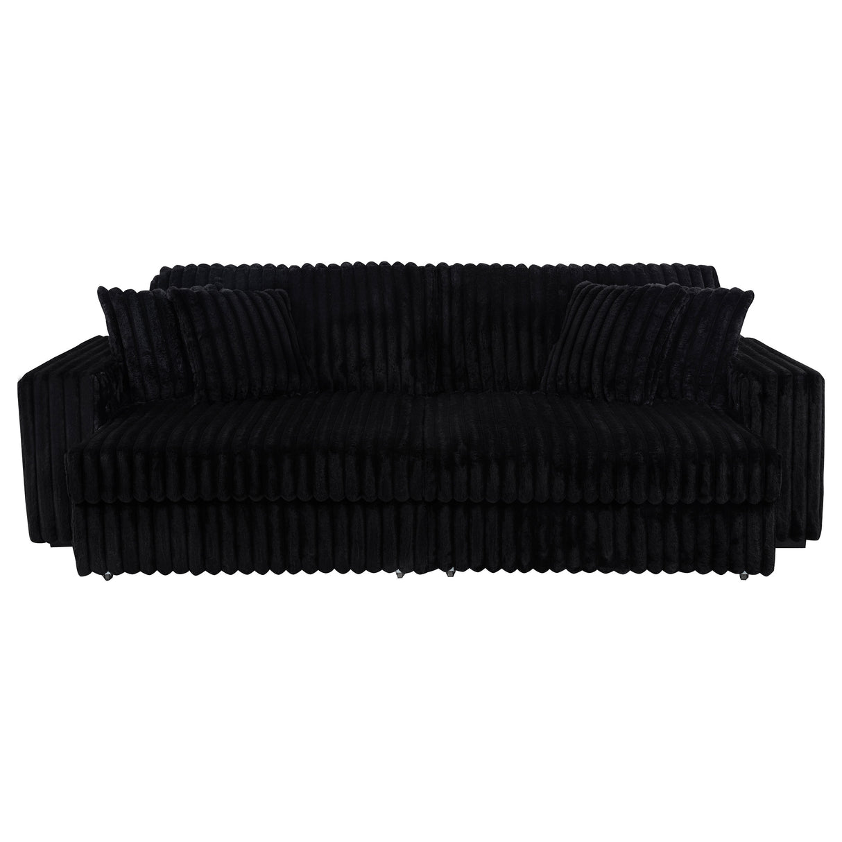 Jacana Corduroy Upholstered Dual Power Chaise Sofa Black