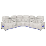 3-Piece Power Reclining Sectional with Bluetooth, Beige Leatherette