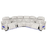 3-Piece Power Reclining Sectional with Bluetooth, Beige Leatherette