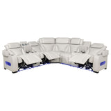 3-Piece Power Reclining Sectional with Bluetooth, Beige Leatherette