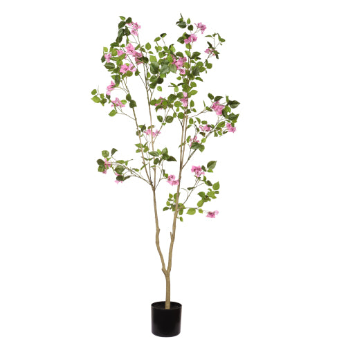 72" Artificial Bougainvillea Tree with Black Plastic Pot