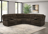 Atkinson Upholstered Reclining Sectional Sofa in Chocolate
