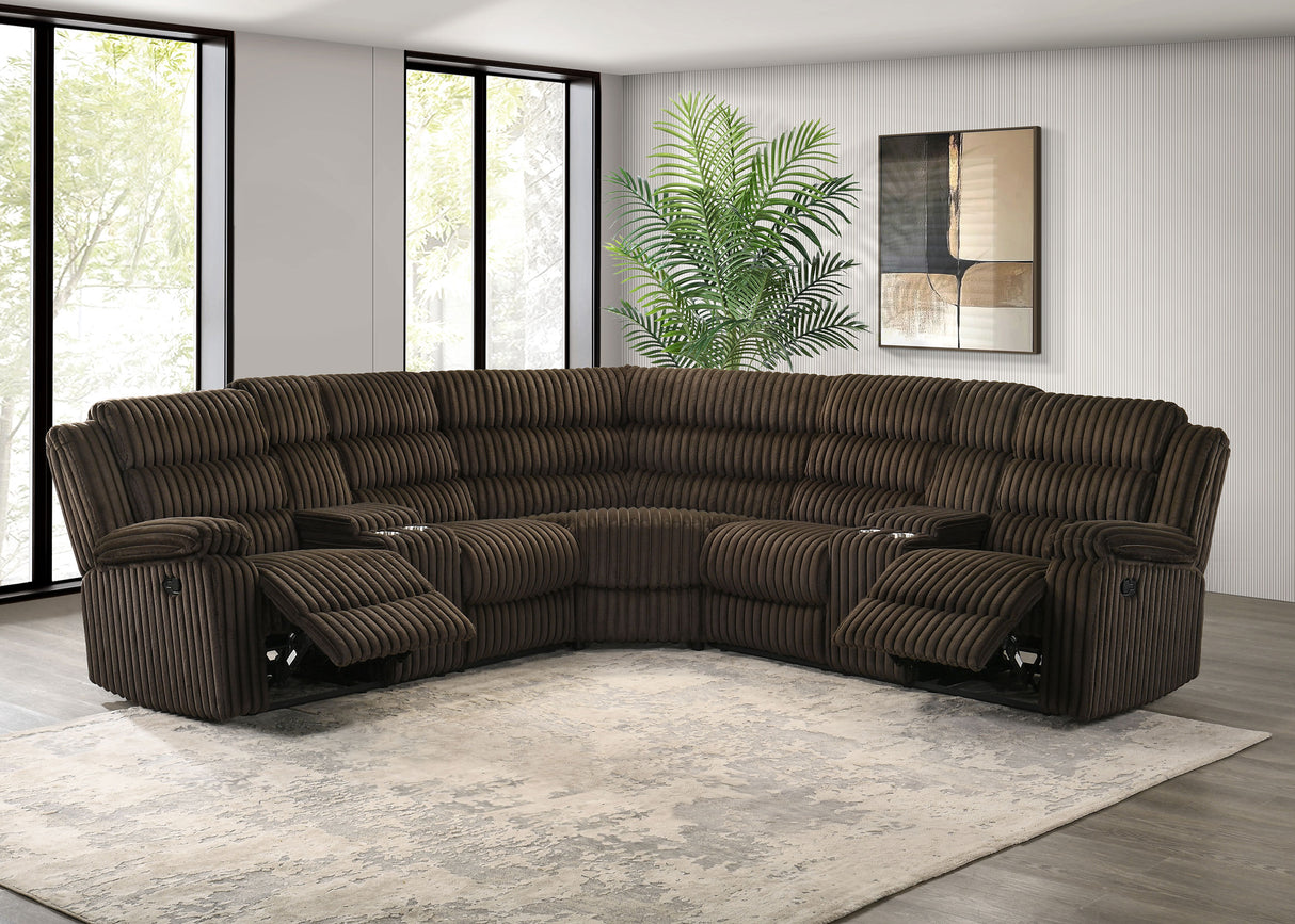 Atkinson Upholstered Reclining Sectional Sofa in Chocolate