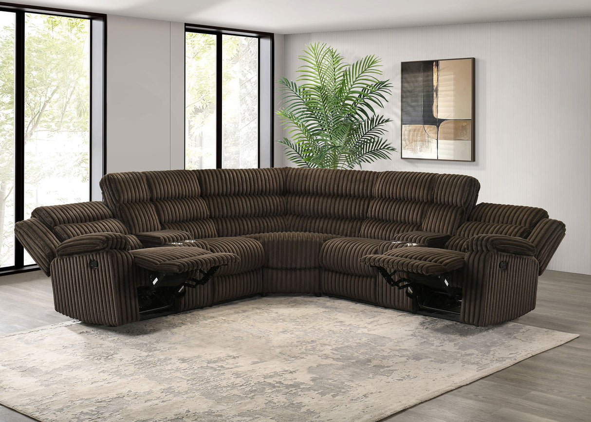 Atkinson Upholstered Reclining Sectional Sofa in Chocolate