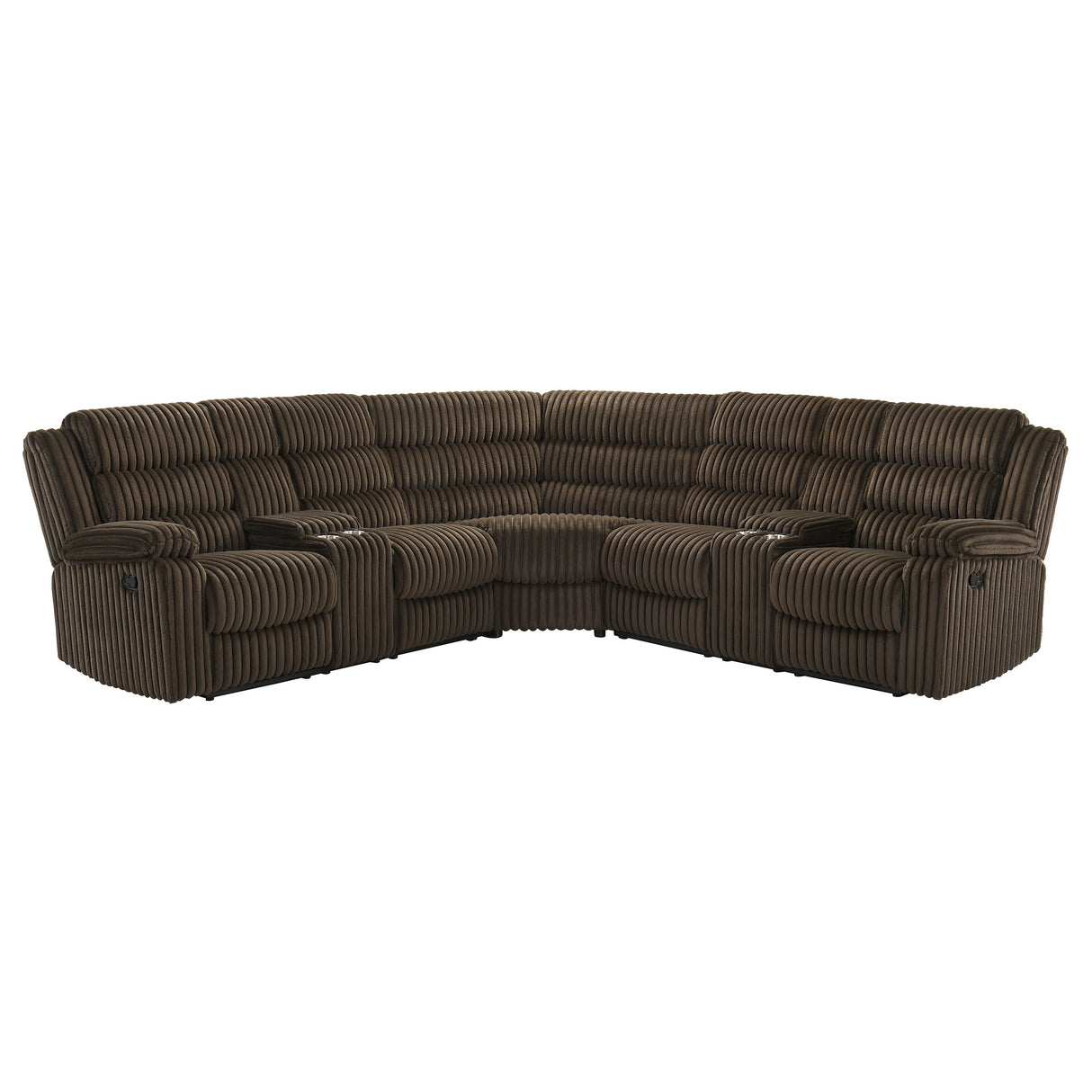 Atkinson Upholstered Reclining Sectional Sofa in Chocolate