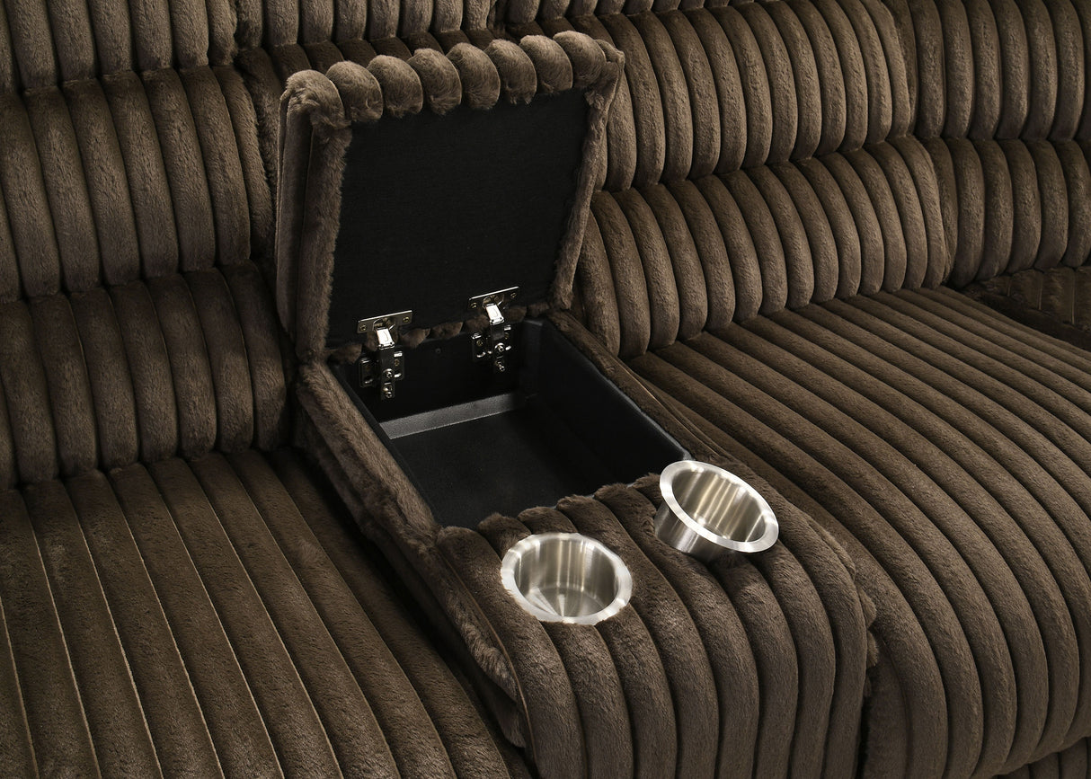 Atkinson Upholstered Reclining Sectional Sofa in Chocolate