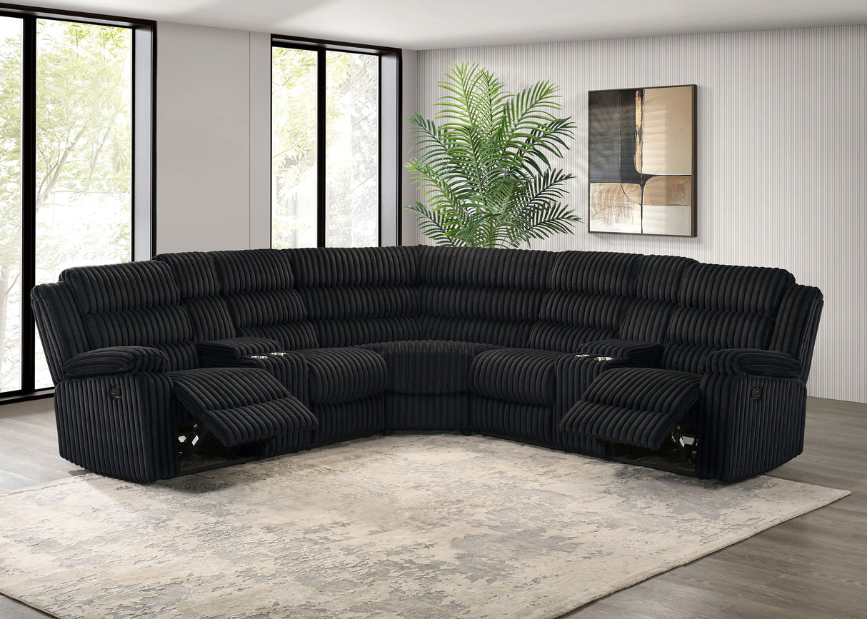 Atkinson Upholstered Reclining Sectional Sofa in Black