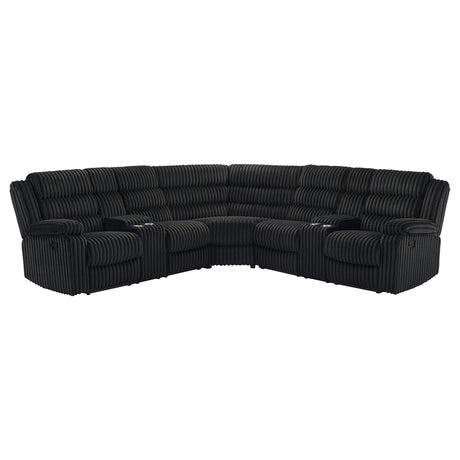 Atkinson Upholstered Reclining Sectional Sofa in Black