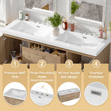 Double Sink Bathroom Vanity, Cabinet & Soft Close Doors, Divided Drawers, Wall Mounted Storage - Wood