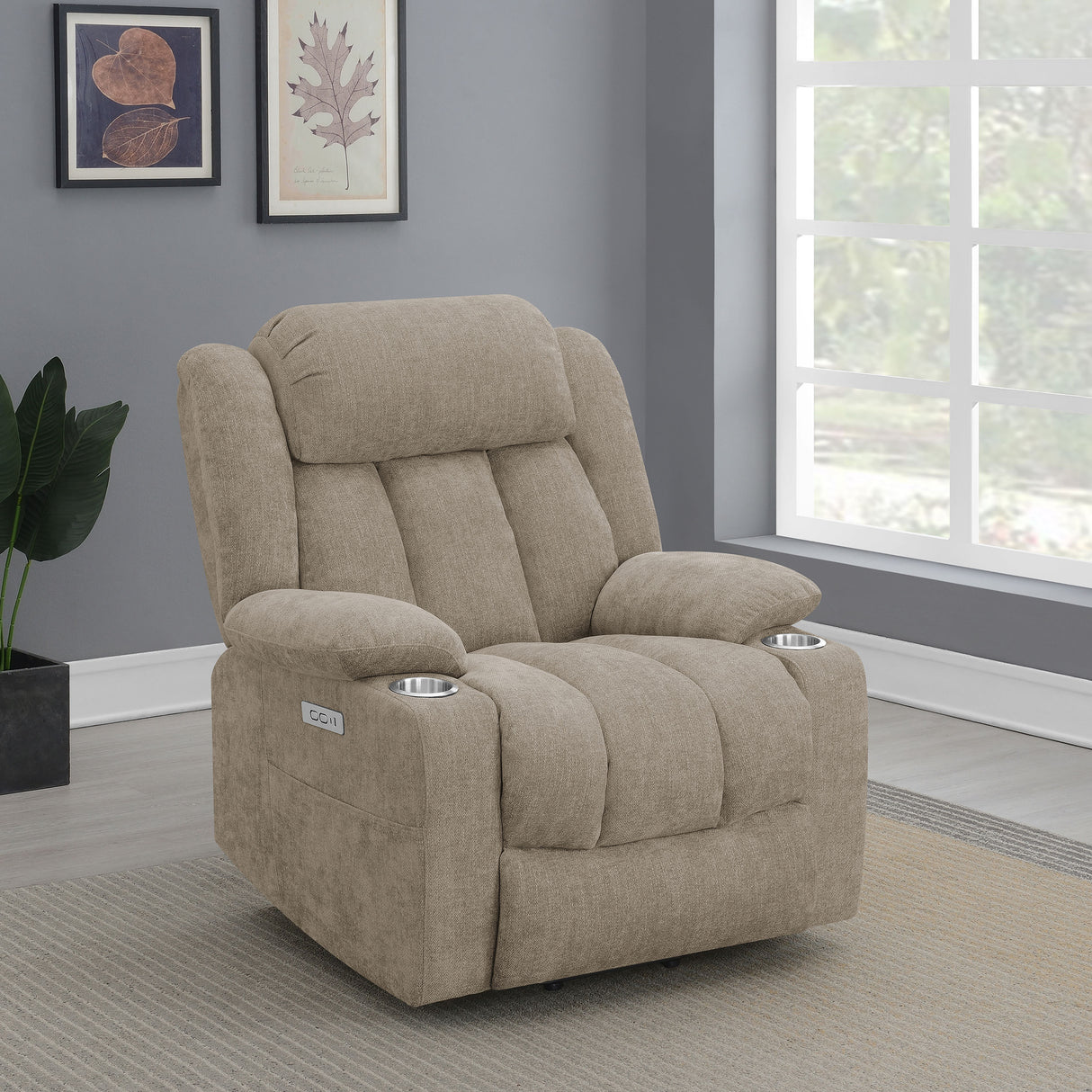 Houston Upholstered Power Lift Recliner Chair in Camel