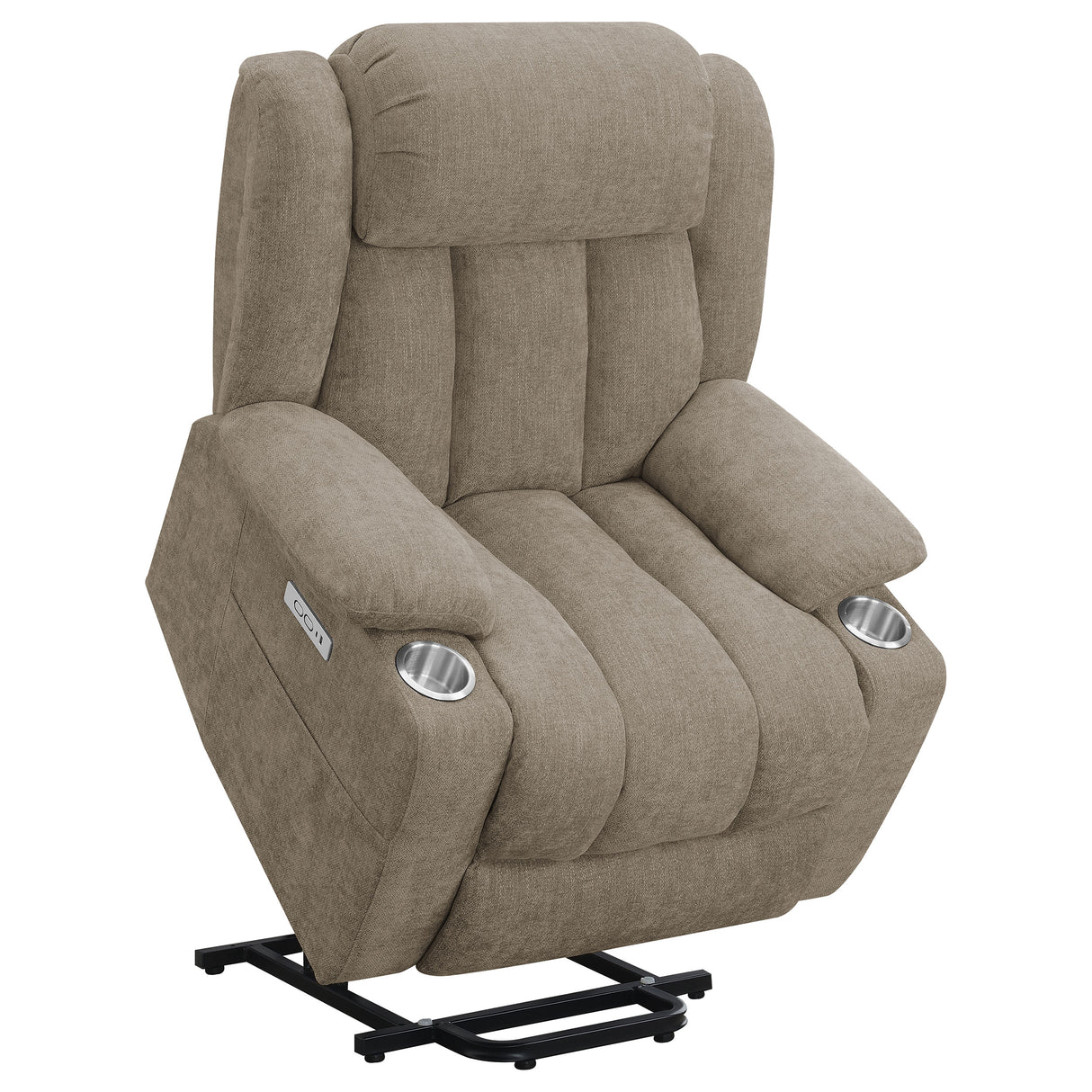 Houston Upholstered Power Lift Recliner Chair in Camel