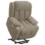 Houston Upholstered Power Lift Recliner Chair in Camel