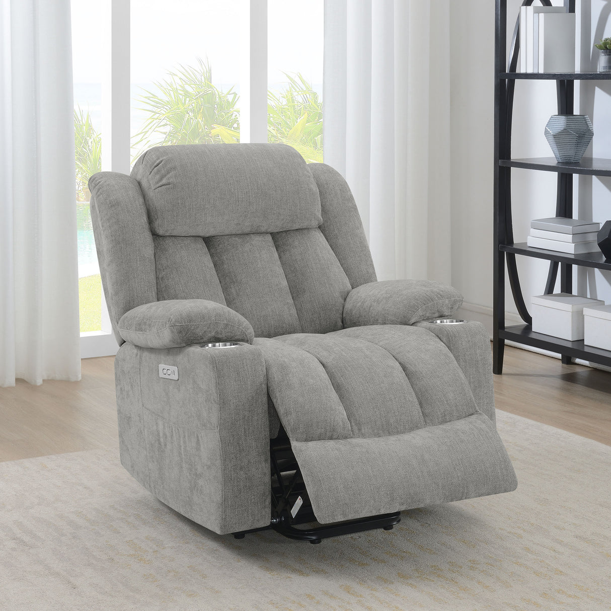 Houston Upholstered Power Lift Recliner in Grey